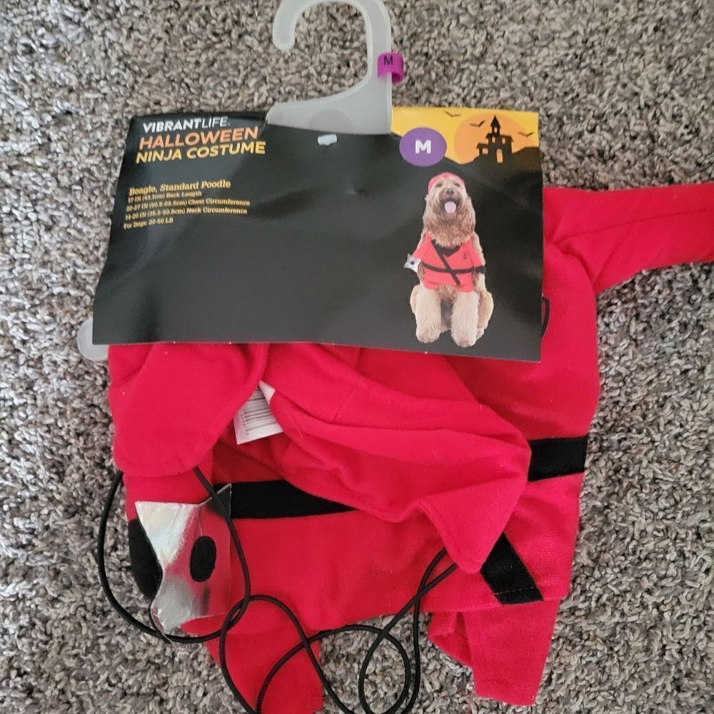 Vibrant Life Red Black Halloween Ninja Dog Costume Size Medium NWT